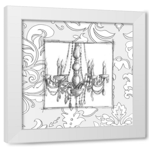 Decorative Chandelier IV White Modern Wood Framed Art Print by Harper, Ethan