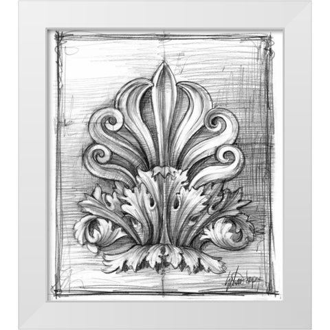 Non-Embellished Decorative Ornament I White Modern Wood Framed Art Print by Harper, Ethan