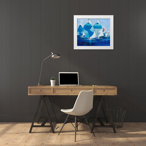 Running White Modern Wood Framed Art Print by Crain, Curt