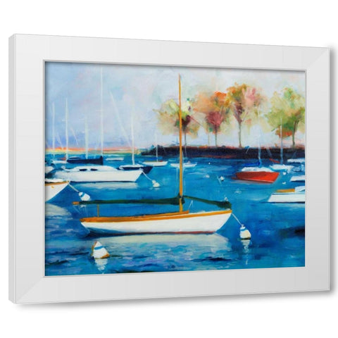 Mooring Basin White Modern Wood Framed Art Print by Crain, Curt