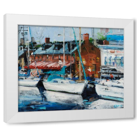 Annapolis Wharf White Modern Wood Framed Art Print by Crain, Curt