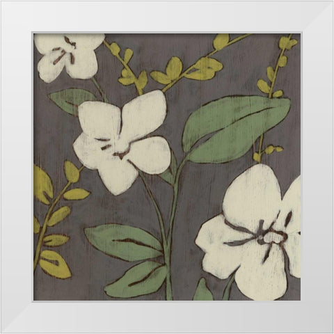 Cream Florals I White Modern Wood Framed Art Print by Goldberger, Jennifer