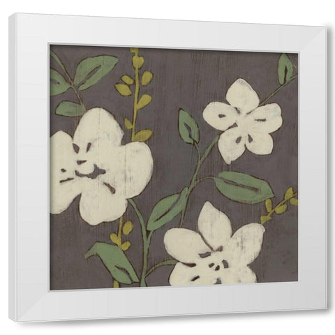 Cream Florals II White Modern Wood Framed Art Print by Goldberger, Jennifer