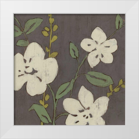 Cream Florals II White Modern Wood Framed Art Print by Goldberger, Jennifer