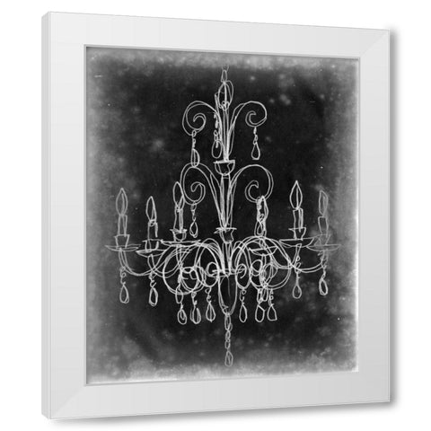 Chalkboard Chandelier Sketch II White Modern Wood Framed Art Print by Harper, Ethan