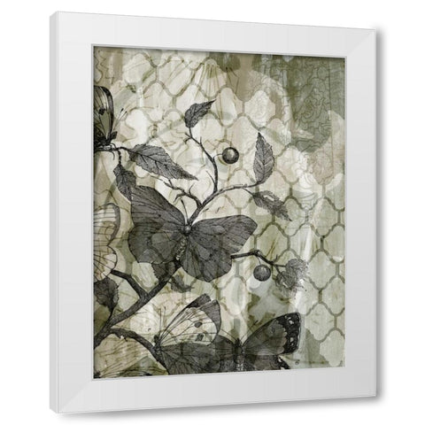 Arabesque Butterflies I White Modern Wood Framed Art Print by Goldberger, Jennifer