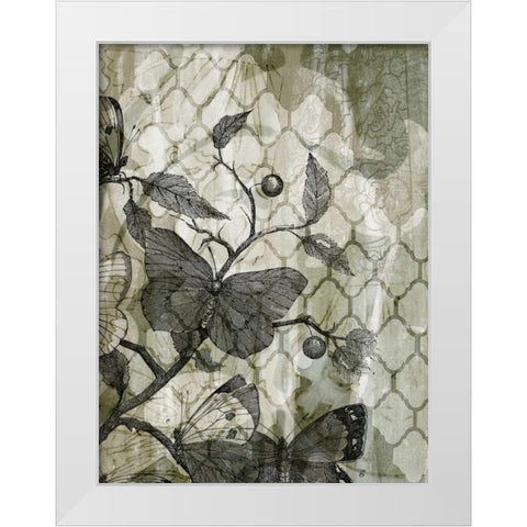 Arabesque Butterflies I White Modern Wood Framed Art Print by Goldberger, Jennifer