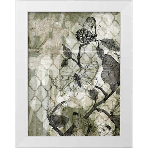 Arabesque Butterflies II White Modern Wood Framed Art Print by Goldberger, Jennifer