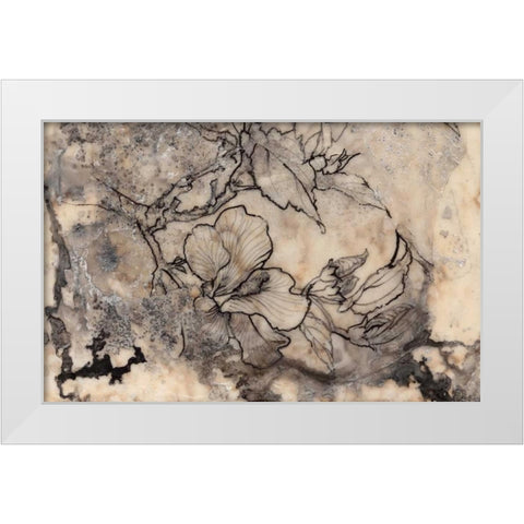 Tattooed Floral I White Modern Wood Framed Art Print by Goldberger, Jennifer