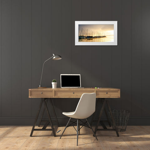 Marina Morning I White Modern Wood Framed Art Print by Head, Danny