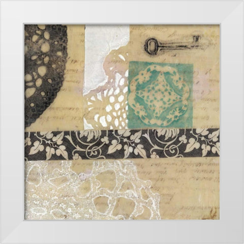 Filigree and Key I White Modern Wood Framed Art Print by Goldberger, Jennifer