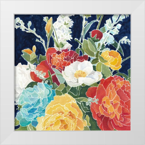 Midnight Florals I White Modern Wood Framed Art Print by Meagher, Megan