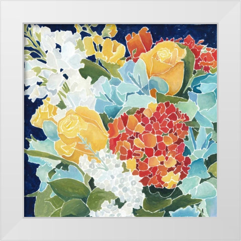 Midnight Florals II White Modern Wood Framed Art Print by Meagher, Megan