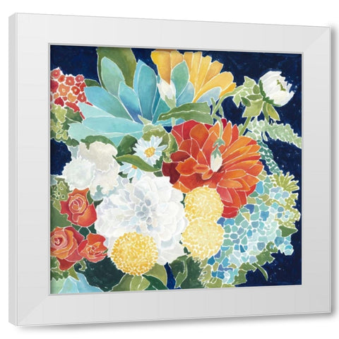 Midnight Florals III White Modern Wood Framed Art Print by Meagher, Megan