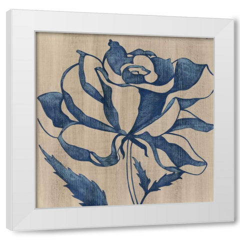 Indigo Rose White Modern Wood Framed Art Print by Zarris, Chariklia