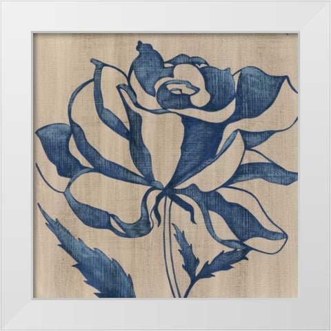 Indigo Rose White Modern Wood Framed Art Print by Zarris, Chariklia