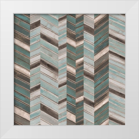 Stacked Chevron II White Modern Wood Framed Art Print by Goldberger, Jennifer