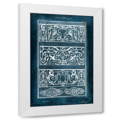 Ornamental Iron Blueprint I White Modern Wood Framed Art Print by Vision Studio