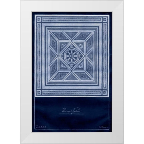 Indigo Tile V White Modern Wood Framed Art Print by Vision Studio