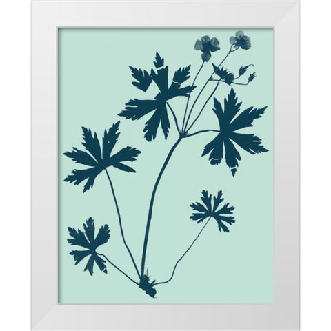 Indigo and Mint Botanical Study III White Modern Wood Framed Art Print by Vision Studio