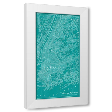 Graphic Map of New York White Modern Wood Framed Art Print by Vision Studio