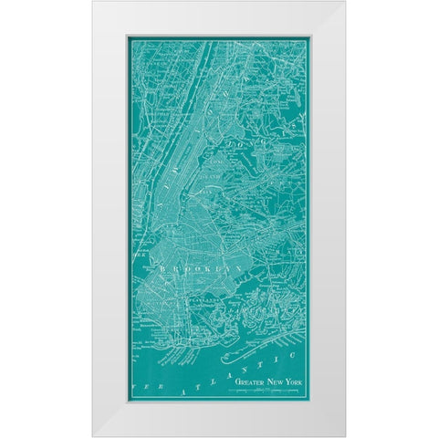 Graphic Map of New York White Modern Wood Framed Art Print by Vision Studio