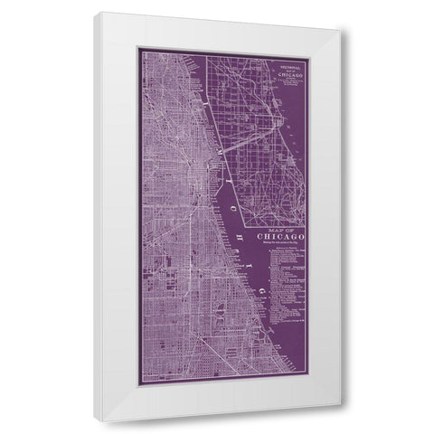 Graphic Map of Chicago White Modern Wood Framed Art Print by Vision Studio
