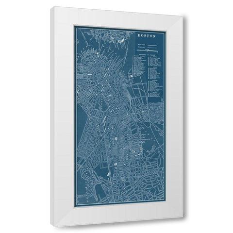Graphic Map of Boston White Modern Wood Framed Art Print by Vision Studio