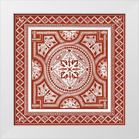 Cinnabar Woodblock IV White Modern Wood Framed Art Print by Vision Studio