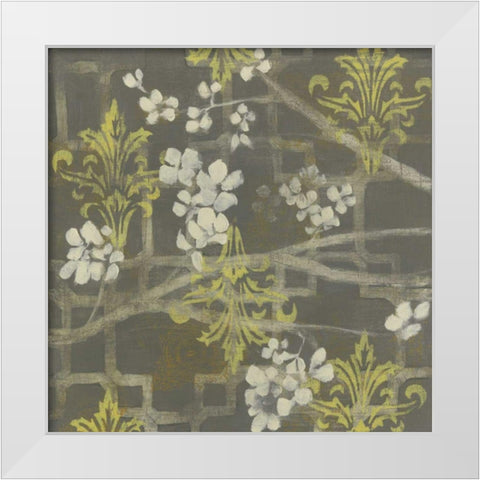 Patterned Blossom Branch I White Modern Wood Framed Art Print by Goldberger, Jennifer
