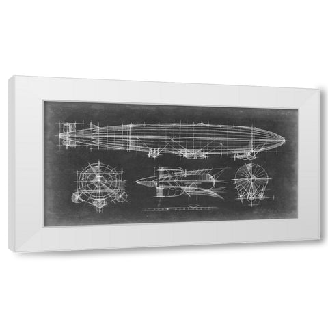 Airship Blueprint White Modern Wood Framed Art Print by Harper, Ethan
