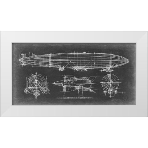 Airship Blueprint White Modern Wood Framed Art Print by Harper, Ethan