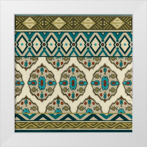Turquoise Textile I White Modern Wood Framed Art Print by Vess, June Erica