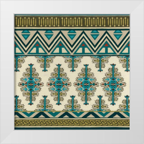 Turquoise Textile II White Modern Wood Framed Art Print by Vess, June Erica