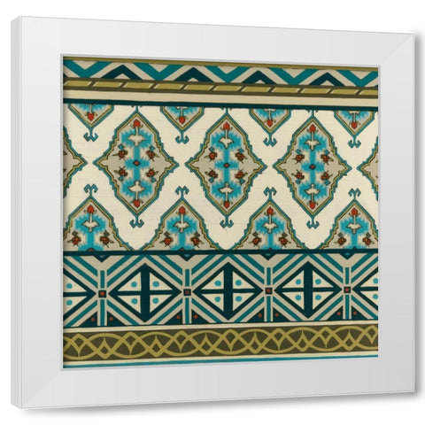 Turquoise Textile III White Modern Wood Framed Art Print by Vess, June Erica