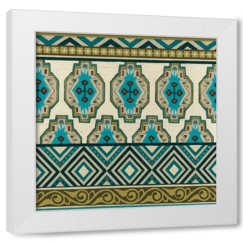 Turquoise Textile IV White Modern Wood Framed Art Print by Vess, June Erica