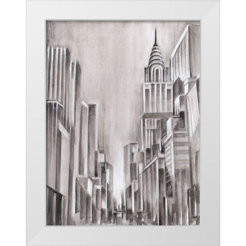 Art Deco Cityscape I White Modern Wood Framed Art Print by Harper, Ethan