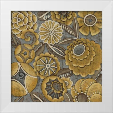 Ochre Garden I White Modern Wood Framed Art Print by Zarris, Chariklia