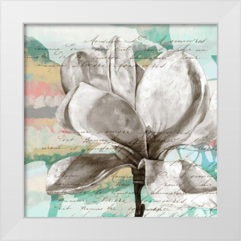 Pastel Magnolias I White Modern Wood Framed Art Print by Goldberger, Jennifer
