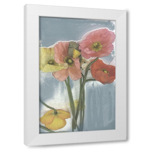 Poppy Spray II White Modern Wood Framed Art Print by Goldberger, Jennifer