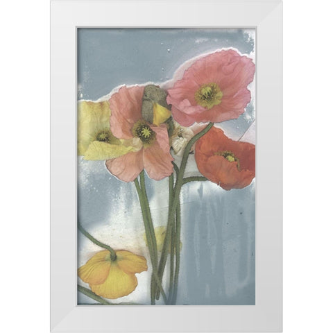 Poppy Spray II White Modern Wood Framed Art Print by Goldberger, Jennifer