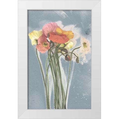 Poppy Spray III White Modern Wood Framed Art Print by Goldberger, Jennifer