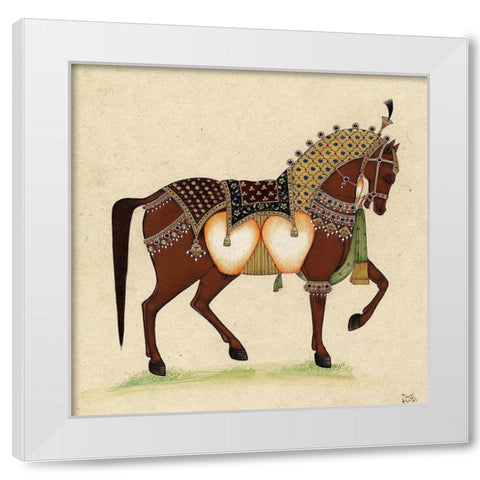 Horse From India II White Modern Wood Framed Art Print by Illuminations