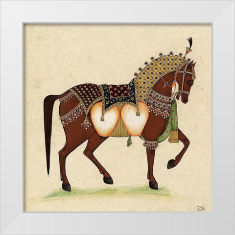 Horse From India II White Modern Wood Framed Art Print by Illuminations