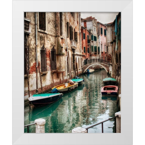 Six Boats White Modern Wood Framed Art Print by Head, Danny