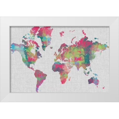 Impasto Map of the World White Modern Wood Framed Art Print by Goldberger, Jennifer