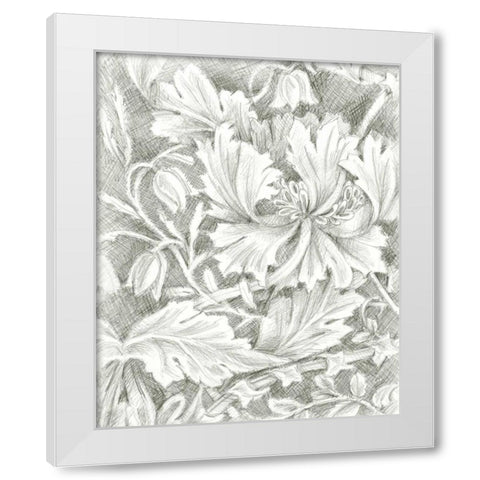 Floral Pattern Sketch I White Modern Wood Framed Art Print by Harper, Ethan