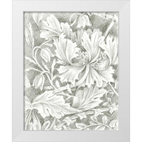 Floral Pattern Sketch I White Modern Wood Framed Art Print by Harper, Ethan