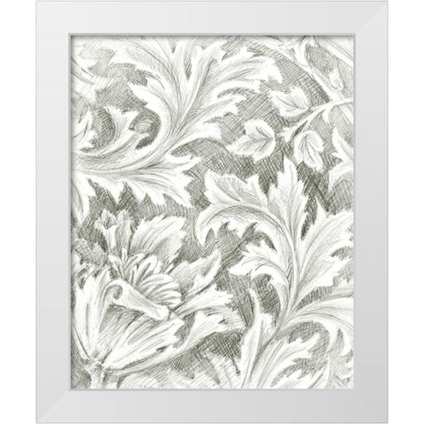 Floral Pattern Sketch II White Modern Wood Framed Art Print by Harper, Ethan