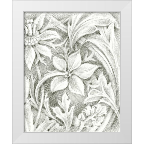 Floral Pattern Sketch III White Modern Wood Framed Art Print by Harper, Ethan